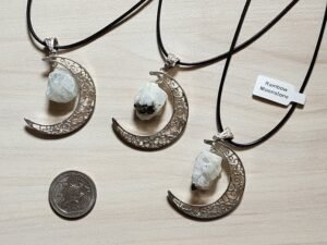 Rainbow Moonstone Moon Necklace