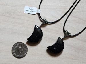 Black Tourmaline Crescent Moon Necklace