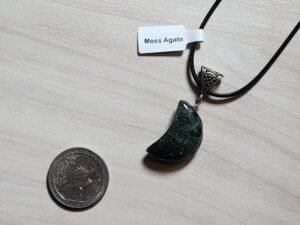 Moss Agate Crescent Moon Necklace